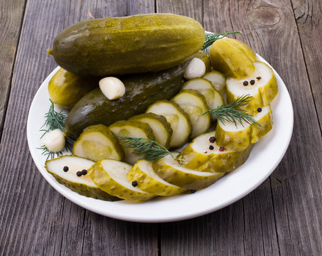 Cucumbers slices in a plate