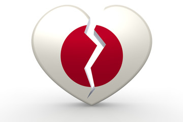 Broken white heart shape with Japan flag