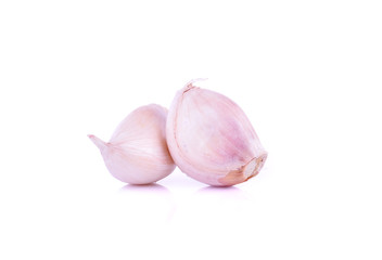 Organic garlic on white background