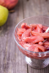 Jam pear in a bowl