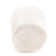 One Fluffy white marshmallow macro isolated over white backgroun