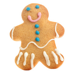 Gingerbread man isolated over white background. Holiday Christma
