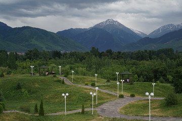 Fototapeta premium Mountains and cloudy sky