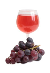 Ripe grapes on white background