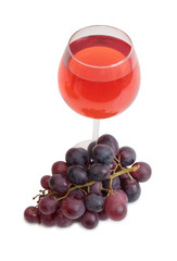 Ripe grapes on white background