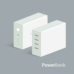 vector powerbank icon on white background. Isometric view. Flat style design. Charging device.