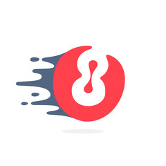 Number eight logo with fast speed water, fire, energy lines. 8 i