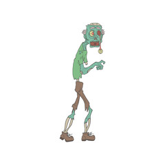 Blue Skinned Creepy Zombie Outlined Drawing