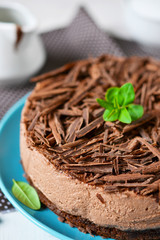 Chocolate cheesecake with mascarpone, chocolate biscuit 