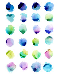 Watercolor splashes isolated on white background.