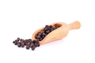 Black pepper on white background
