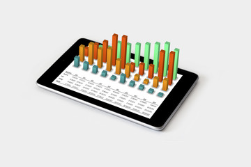 Chart coming out of a tablet