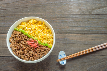 
Soboro Don (Seasoned Minced Chicken & Egg on Rice)