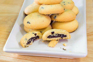 Chocolate lava cookies in white dish