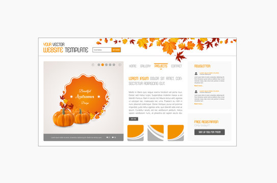 Creative Autumn theme website template design vector


