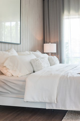 Fototapeta na wymiar modern white color tone bedroom design