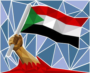 Arm Raising The National Flag Of Sudan