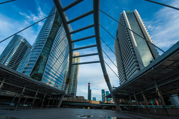 Naklejka premium Modern Sky Pedestrian Bridge at Bangkok