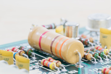 Condensers and Resistor assembly on the circuit board