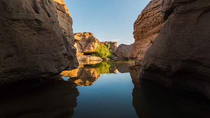 Unseen Thailand stone canyon at Sam Pan Bok in Mae Kong river.