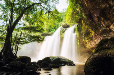 Waterfall cave, Haewsuwat waterfall at Khao Yai National Park