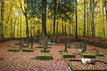 Cmentarz leśników w Pysznie na Kaszubach - obrazy, fototapety, plakaty