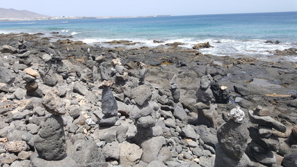 Beautiful sea, beach and coast of the Canary Island of Lanzarote