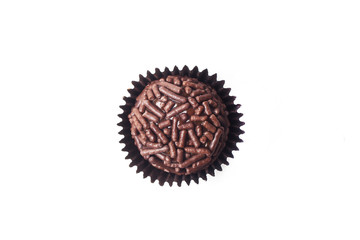 Traditional brazilian sweet - brigadeiro - isolated on white background.
