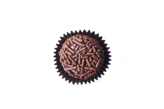 Traditional brazilian sweet - brigadeiro - isolated on white background.