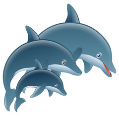 Fototapeta premium Cartoon dolphin jumping