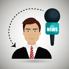 man journalist news microphone vector illustration eps 10