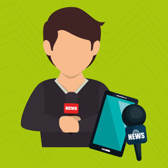 man news smartphone reportage vector illustration eps 10