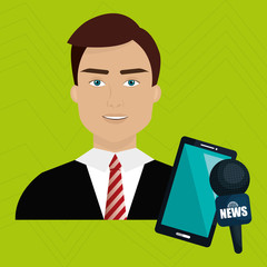 man news smartphone reportage vector illustration eps 10