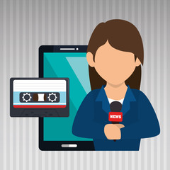 woman news cassette radio vector illustration eps 10