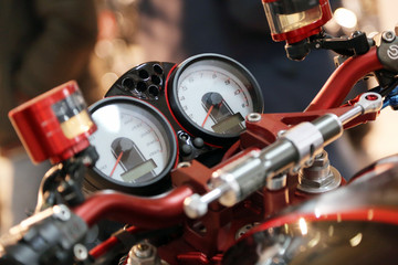 Instrument panel of motorcycle close-up