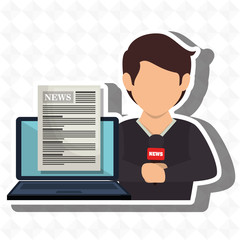 man news laptop report vector illustration eps 10