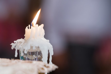 Candles light. wedding candles burning at  night.