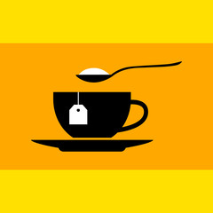 Tea cup icon on orange background