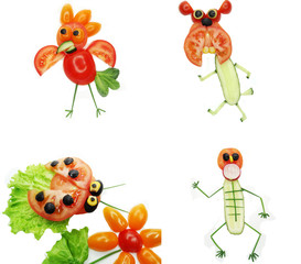 creative vegetable food snack with tomato