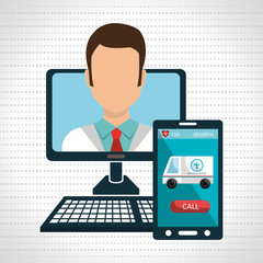 nurse computer service health vector illustration eps 10
