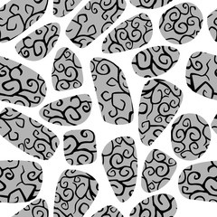 Naklejka premium Seamless pattern of painted gray stones on white background.