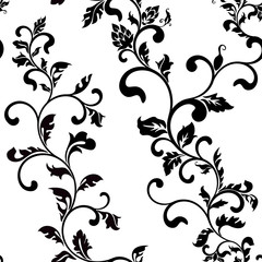 Seamless vector pattern: fantastic flowers on a white background