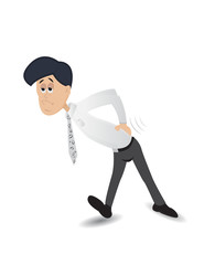 cartoon businessman so tired and cant stand up straight
