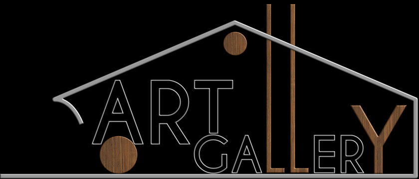 Art Gallery con il simbolo edificio metallo e legno