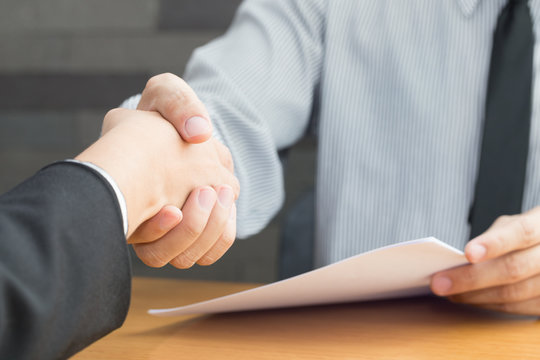 Business handshake agreed to work, Job interview concept