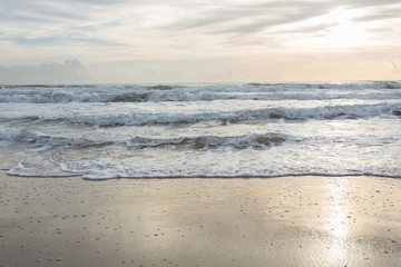 beautiful summer sea, sunshine on sand beach background