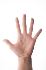 Woman hand showing 5 fingers