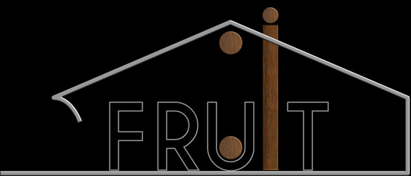 Fruit con il simbolo edificio metallo e legno