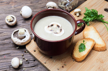 Obraz na płótnie Canvas Mushroom soup puree of champignon