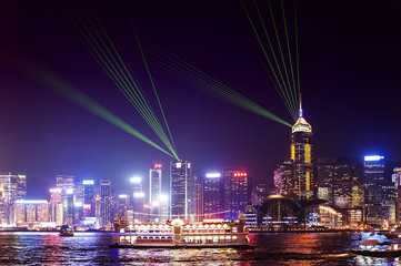 Naklejka premium Hong Kong city : Night time.